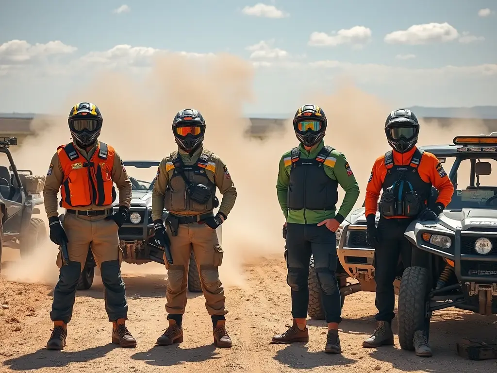 AVENTURES-LILY team members participating in a rally-raid, demonstrating their commitment to combining sport and solidarity for a greater cause.